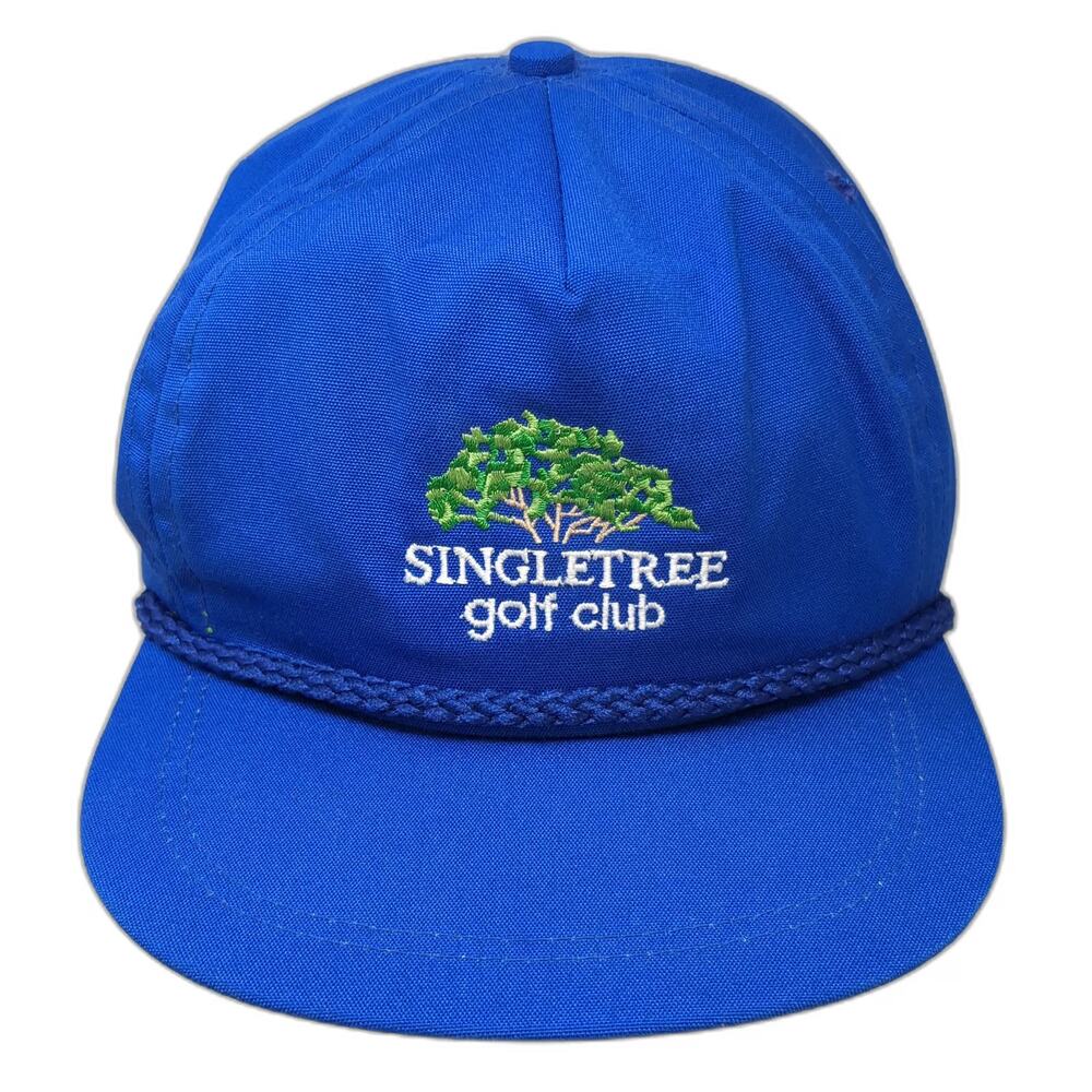 Imperial 5 Panel Blue Hat Singletree Golf Club Rope Green Underbrim Vintage